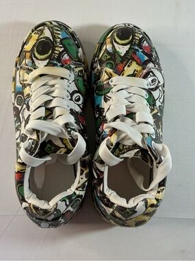 Kids Multicolor Printed Lace-Up Sneakers